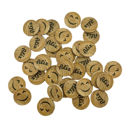 CombiCraft Houtmotief munten Ø23mm met jouw eigen ontwerp - per 100 stuks