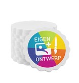 Witte golvende plastic munten Ø38mm met jouw eigen ontwerp - per 100 stuks