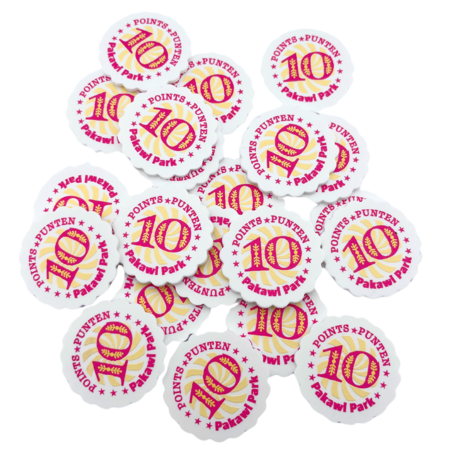 CombiCraft Witte golvende plastic munten Ø38mm met jouw eigen ontwerp - per 100 stuks