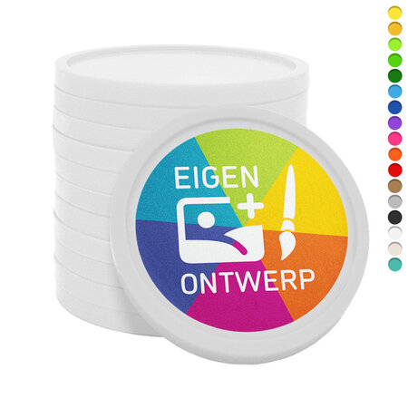 CombiCraft Plastic bedrukte munten met jouw eigen ontwerp wit Ø38mm - vanaf 3000 stuks - per 1000 stuks