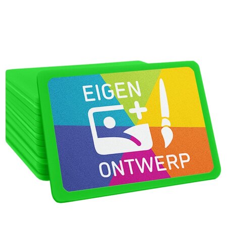 Plastic bedrukte rechthoek munten met jouw eigen ontwerp 85x55mm - per 100 stuks