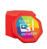 Plastic bedrukte achthoek munten met jouw eigen ontwerp 38x38mm - per 100 stuks