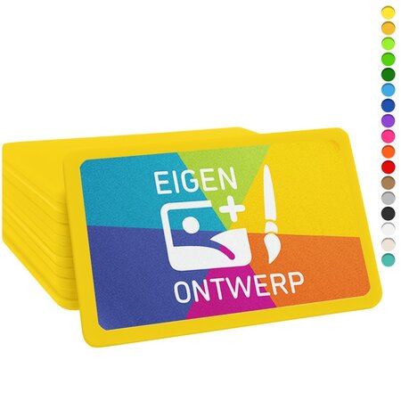 Plastic bedrukte rechthoek munten met jouw eigen ontwerp 65x43mm vanaf 3000 stuks - per 1000 stuks