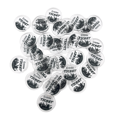 CombiCraft Transparante plastic munten met jouw eigen bedrukking vanaf 3000 stuks - per 1000 stuks