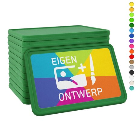 Plastic rechthoek munten 50x35mm met jouw eigen ontwerp vanaf 3000 stuks - per 1000 stuks