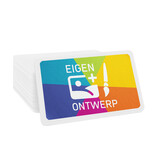 Witte plastic rechthoek munten 54 x 39 mm met jouw eigen ontwerp - per 100 stuks