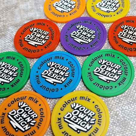 CombiCraft Kleurenmix bedrukte munten plastic Ø29mm - per 108 stuks
