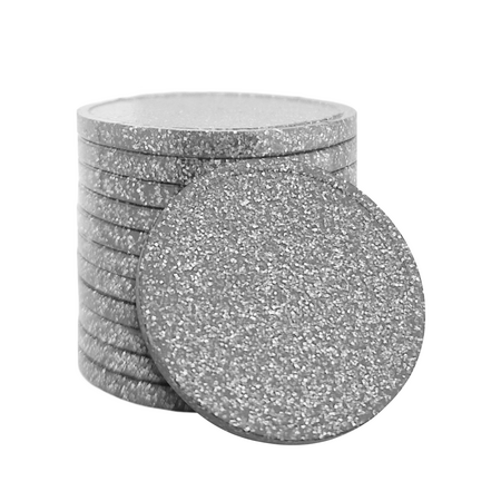 Blanco plastic munten glitter 29mm - per 100 stuks