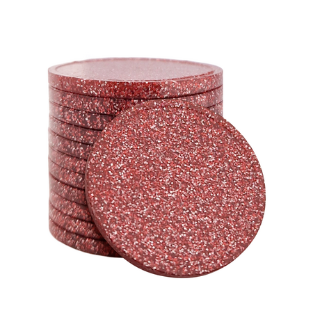 Blanco plastic munten glitter 29mm - per 100 stuks