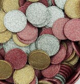 Blanco plastic munten glitter 29mm - per 100 stuks