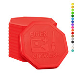 CombiCraft Plastic reliëfmunten achthoek Ø29mm met jouw ontwerp - per 1000 stuks