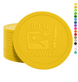 Plastic reliëfmunten Ø70mm met jouw ontwerp - per 1000 stuks
