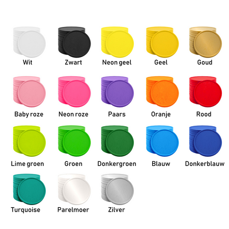 Plastic contrastmunten Ø50mm met jouw ontwerp - per 1000 stuks