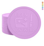 Gerecycled plastic reliëfmunten Ø70mm met jouw ontwerp - per 1000 stuks