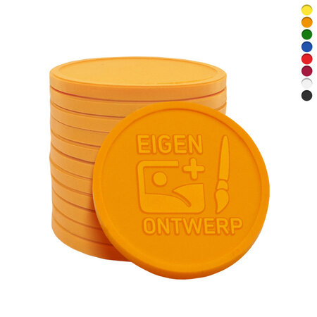 Aardappelzetmeel reliëfmunten Ø29mm met jouw ontwerp - per 1000 stuks