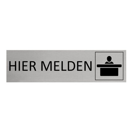 Aluminium deurbordje Hier melden 165 x 45 mm - per 1 stuk