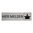 Aluminium deurbordje Hier melden 165 x 45 mm - per 1 stuk