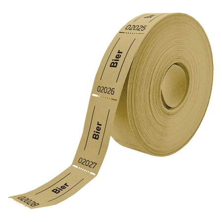 Consumptiebonnen op rol 57x30mm met tekst bier - per 1000 bonnen