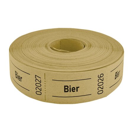 Consumptiebonnen op rol 57x30mm met tekst bier - per 1000 bonnen