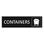 Zwart aluminium deurbordje Containers 165 x 45 mm - per 1 stuk