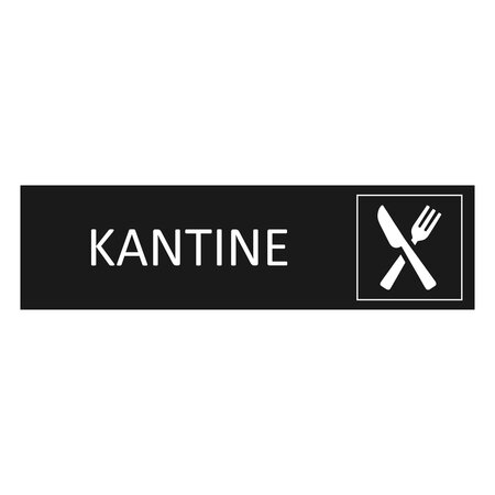 Zwart aluminium deurbordje Kantine 165 x 45 mm - per 1 stuk