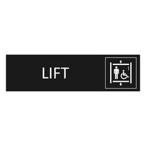 Zwart aluminium deurbordje Lift