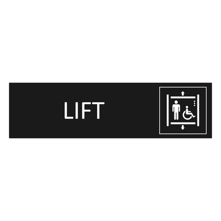 Zwart aluminium deurbordje Lift 165 x 45 mm - per 1 stuk