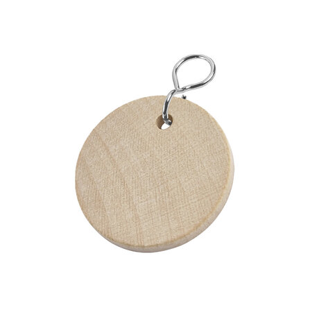 Blanco houten sleutellabel Ø37mm - per stuk