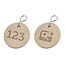 Houten sleutellabel Ø37mm met nummer en logo - per stuk