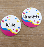 Kunststof naambadge Ø50mm met eigen tekst - per 1 stuk