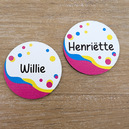 Kunststof naambadge Ø50mm met eigen tekst - per 1 stuk