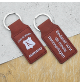 CombiCraft Leren sleutelhanger rechthoek met logo in bordeaux 33x70mm - per 1 stuk