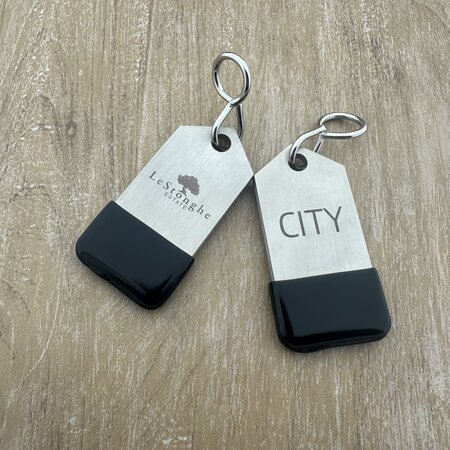 CombiCraft Edelstaal hotelsleutelhanger Cabaret met S-haak en stootdop