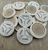Houten munten met eigen gravering Ø37mm - per 100 stuks