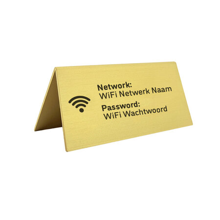 Wifi bordje Elisto in goudkleurig aluminium 100 x 50 mm - per 1 stuk