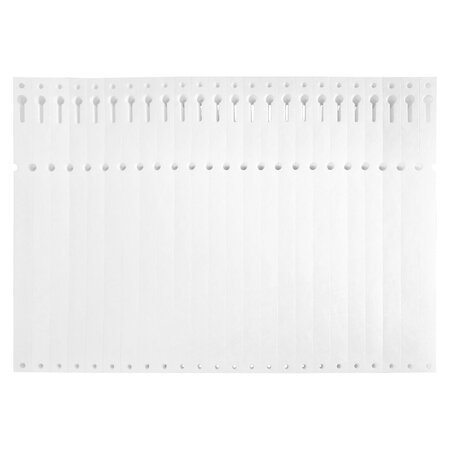 Blanco Tyvek sleufetiketten 220x12,7mm zigzag gevouwen voor matrixprinters in wit - per 1000 etiketten