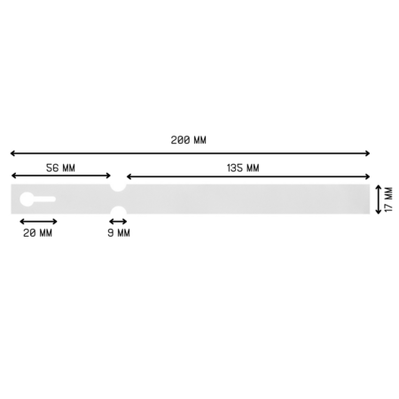 Blanco sleufetiketten 200x17mm voor thermotransferprinters op rol wit - per 3000 etiketten