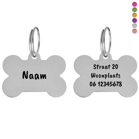 CombiCraft Hondenpenning botje groot 38x28mm met naam en tekst – per stuk