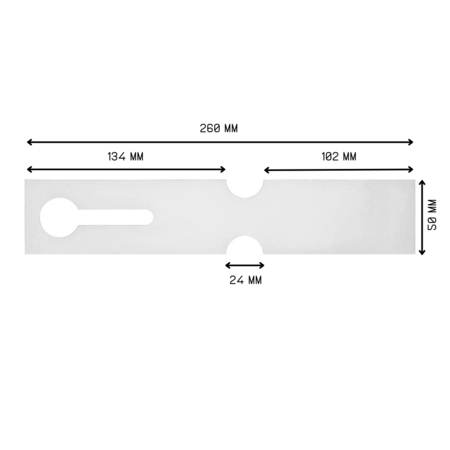 Witte sleufetiketten voor E2 kratten 260 x 50 mm op rol voor Thermo Transfer Printers of om op te schrijven - per 500 etiketten