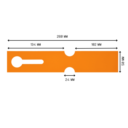Blanco sleufetiketten voor E2 kratten 260x50mm voor thermal transferprinters op rol oranje – per 500 etiketten