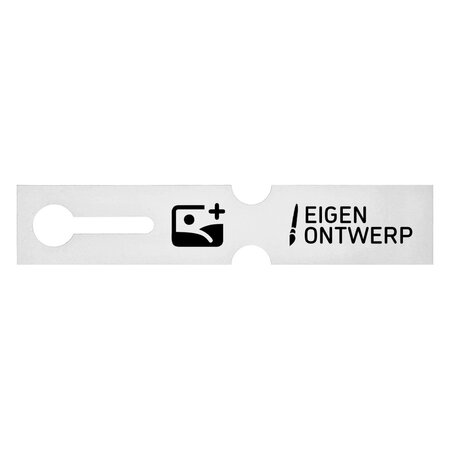 Sleufetiketten voor E2 kratten met jouw eigen ontwerp 260x50mm - per 100 etiketten