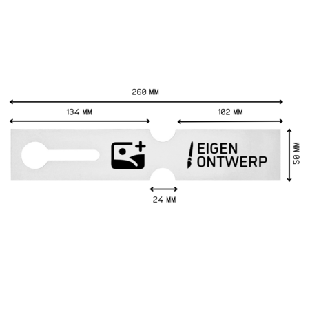 Sleufetiketten voor E2 kratten met jouw eigen ontwerp 260x50mm - per 100 etiketten