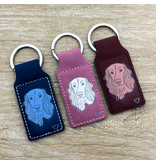 CombiCraft Leren sleutelhanger rechthoek met logo in donkerblauw 33x70mm - per 1 stuk