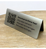 QR-code bordje van RVS 120 x 50 mm met eigen tekst - per 1 stuk - Copy