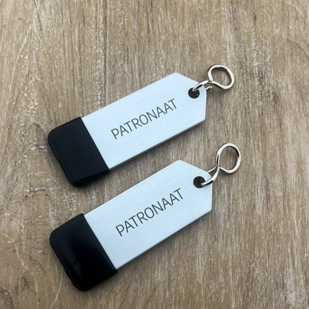 Amérique aluminium hotel sleutelhanger zilver met zwarte gravering