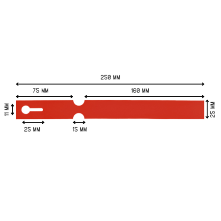 Blanco sleufetiketten 250x25mm voor thermal transferprinters op rol rood - per 1500 etiketten