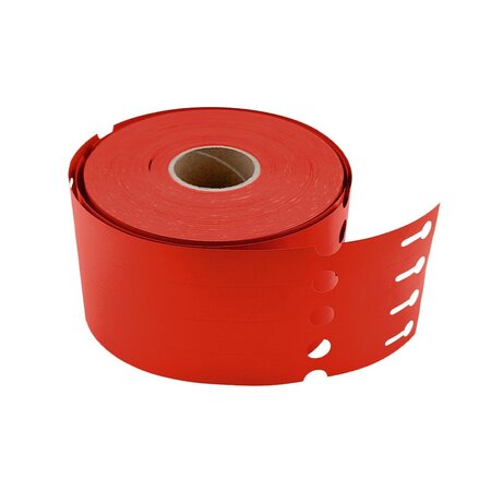 Blanco sleufetiketten 250x25mm voor thermal transferprinters op rol rood - per 1500 etiketten