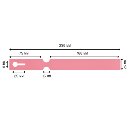 Blanco sleufetiketten 250x25mm voor thermal transferprinters op rol roze - per 1500 etiketten