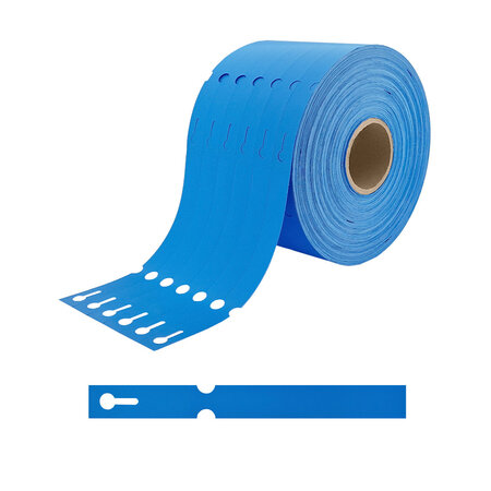 Blanco sleufetiketten 160x17mm voor thermal transferprinters op rol blauw - per 4000 etiketten