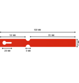 CombiCraft Blanco sleufetiketten 160x17mm voor thermal transferprinters op rol rood - per 4000 etiketten